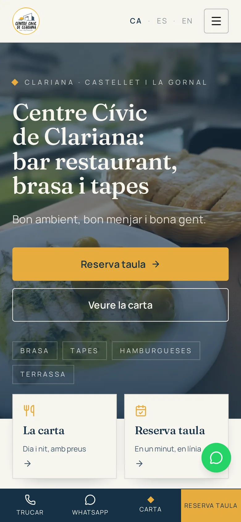Versión móvil de la web de Centre Cívic de Clariana